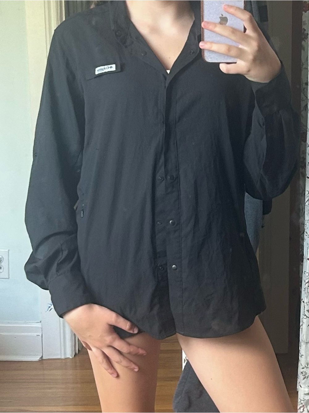 Women’s Columbia Black Lightweight Snap-Front Shirt Jacket
